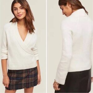 Anthropologie ETT:TWA Tessa Wrap Sweater Alpaca Blend ivory cream winter white